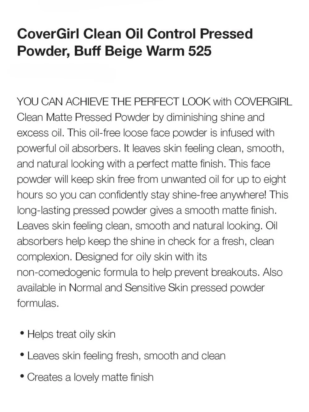 ⭐4/$15 CoverGirl Clean Oil Control Pressed Powder Buff Beige